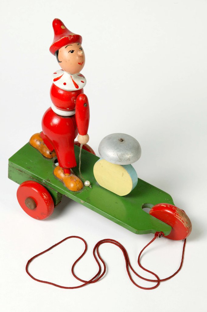 Detail of Pull along toy clown by Unknown