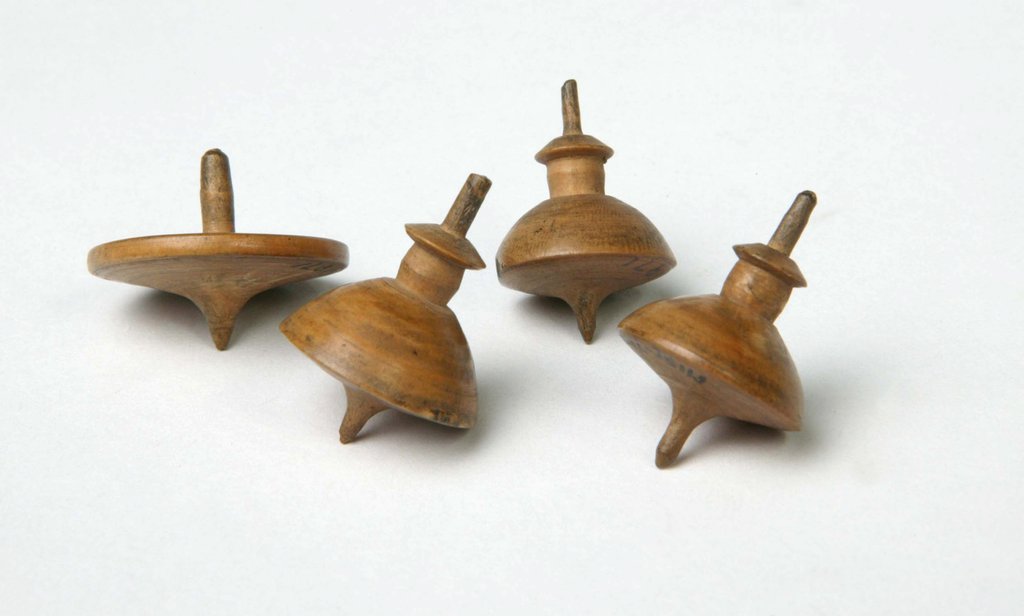 Detail of Miniature spinning tops by Unknown