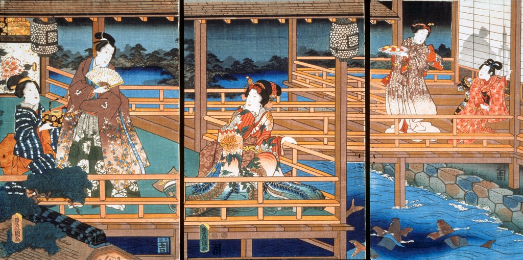 Detail of Illustration of a scene from Genji Monogatari by Utagawa Kunisada (I)