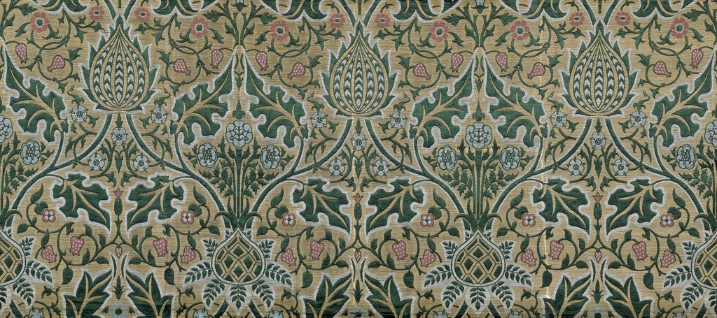 Detail of Brocatel furnishing fabric by William Morris & John Henry Dearle