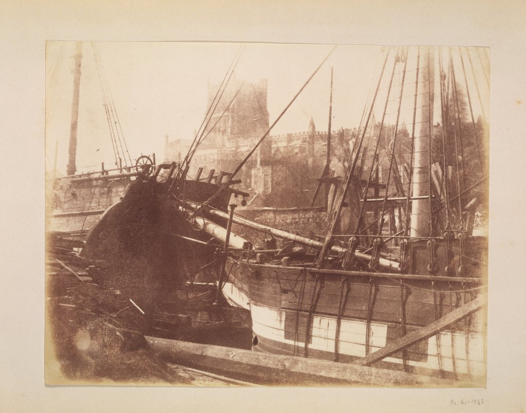 Detail of Sailing Vessels in Harbour by Calvert Richard Jones
