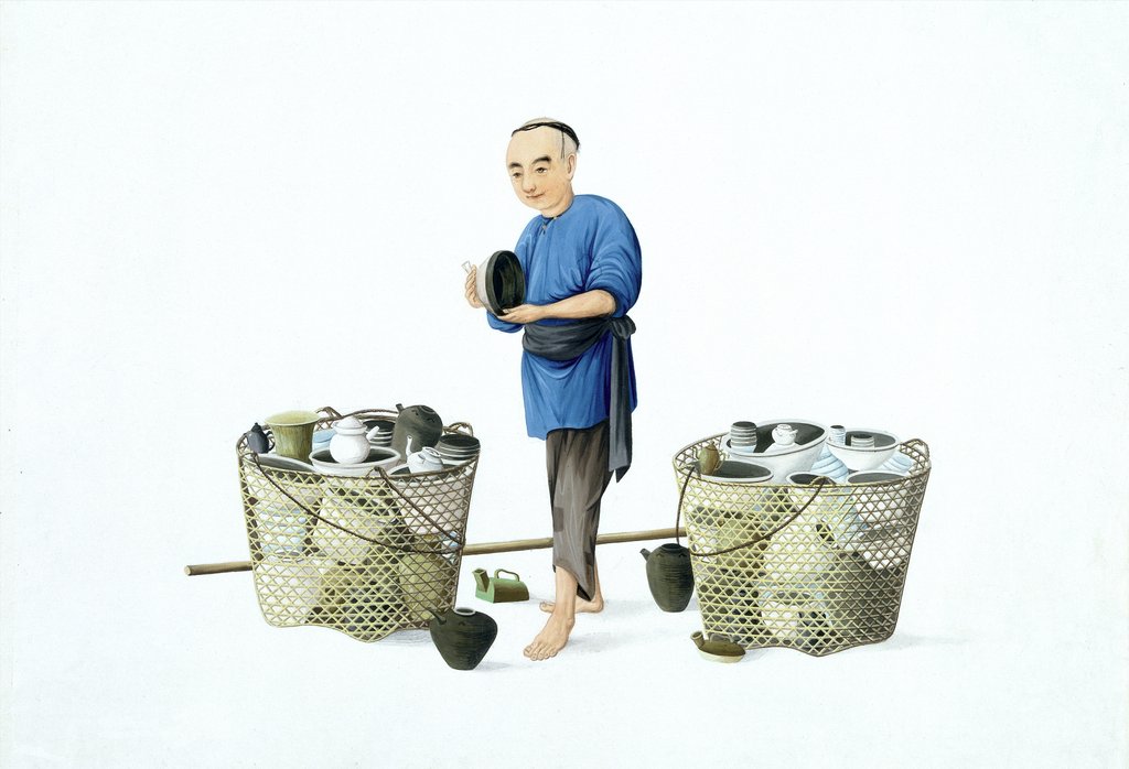 Detail of An earthenware seller by Unknown