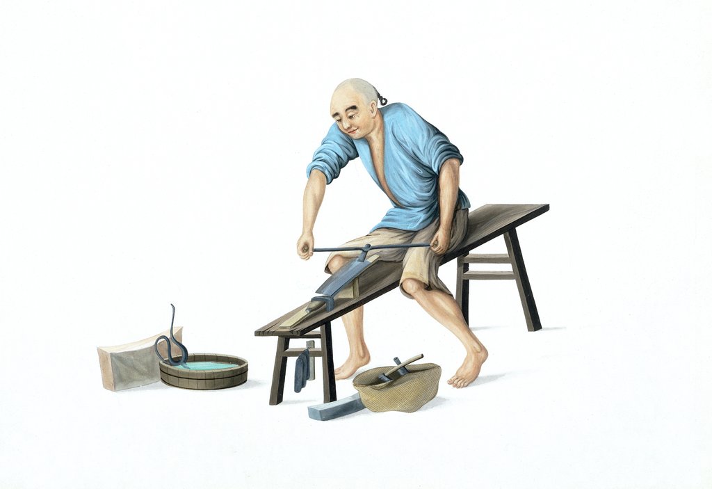 Detail of A knife sharpener by Unknown