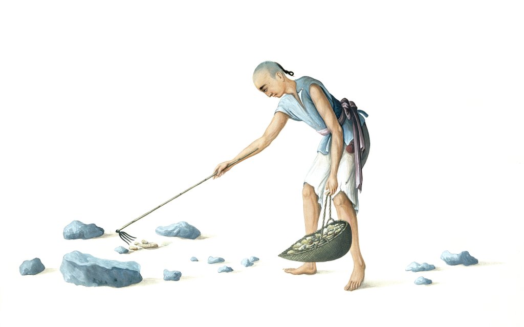 Detail of Man collecting dung by Unknown