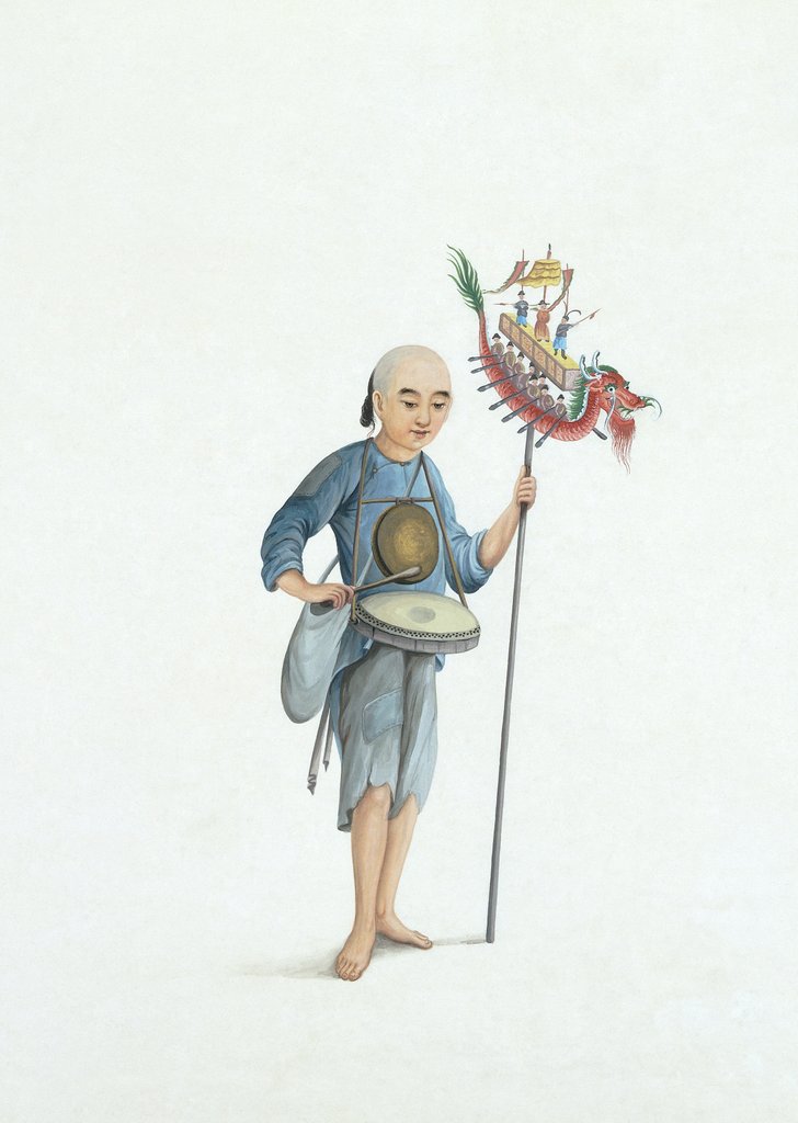 Detail of Man singing dragon boat songs by Unknown