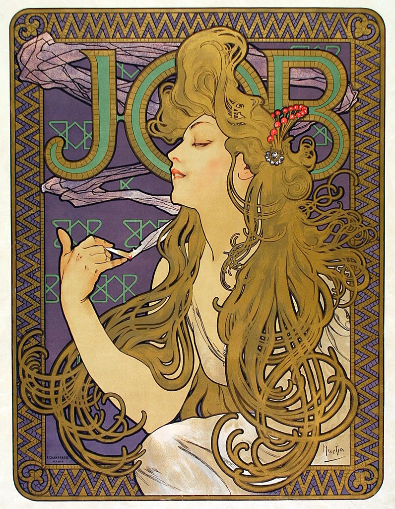 Detail of Advertisement for Job cigarette papers by Mucha