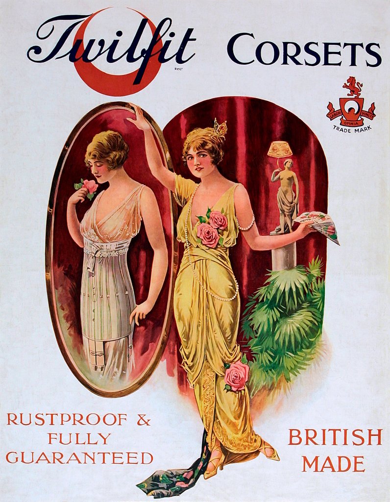 Detail of Advertisement for Twilfit corsets by Unknown