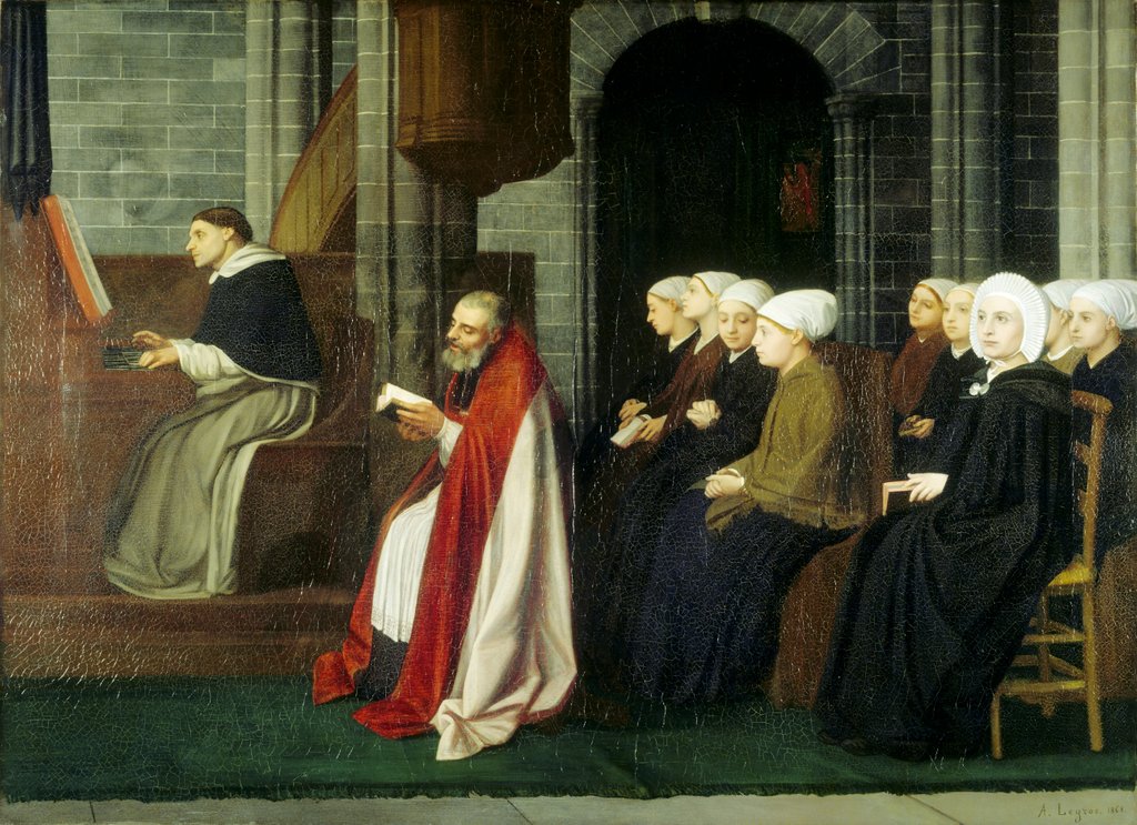 Detail of A May Service For Young Women by Alphonse Legros