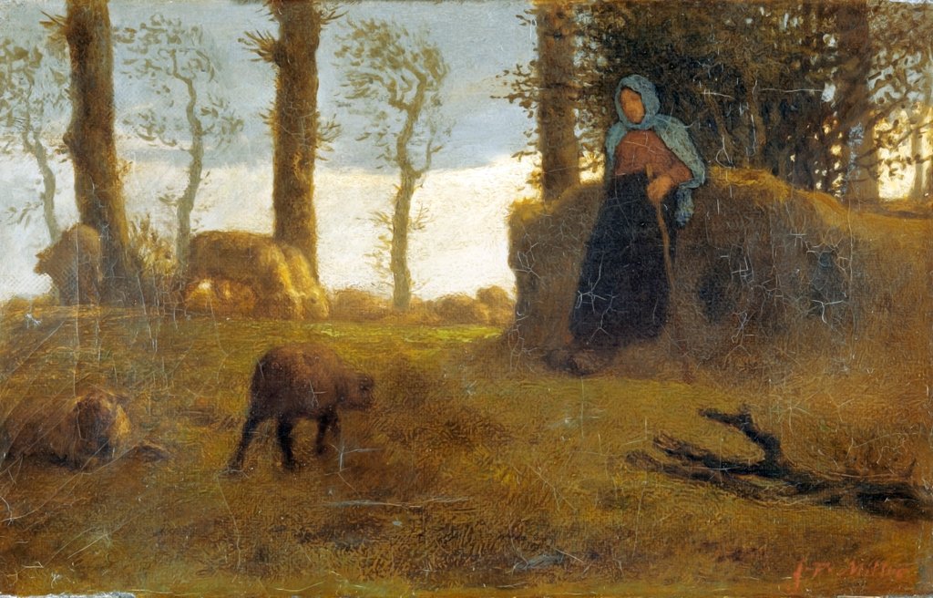 Detail of The Shepherdess by Jean-François Millet
