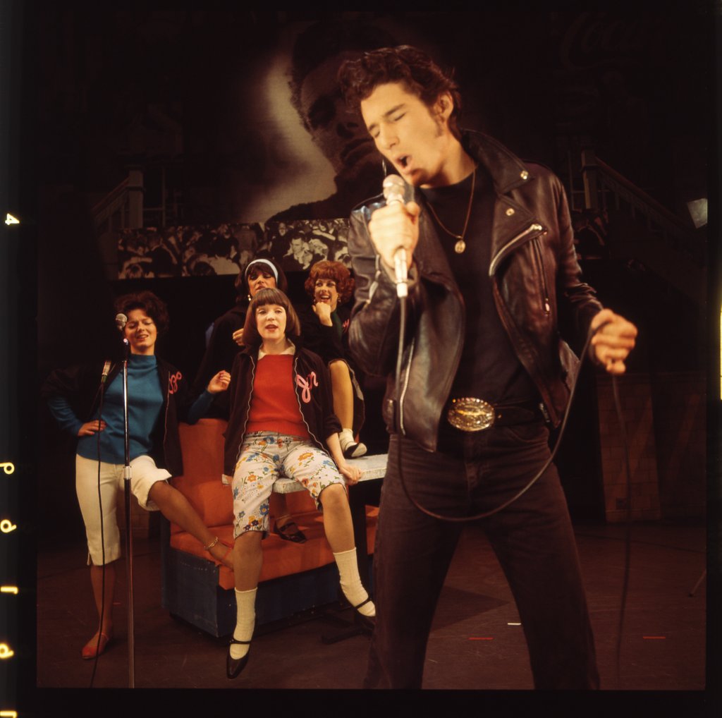 Detail of Richard Gere in Jim Jacobs and Warren Casey's Grease at New London Theatre by Anthony Crickmay