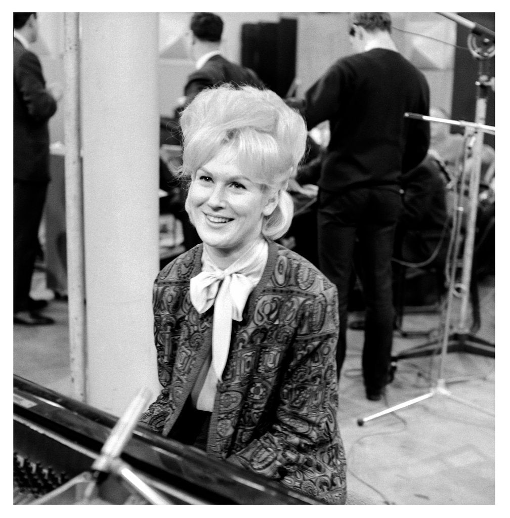 Detail of Dusty Springfield at television studio by Harry Hammond