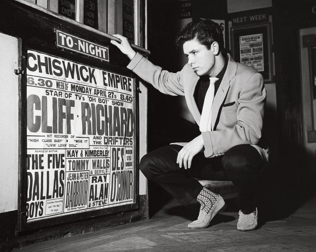 Detail of Cliff Richard at the Chiswick Empire foyer by Harry Hammond