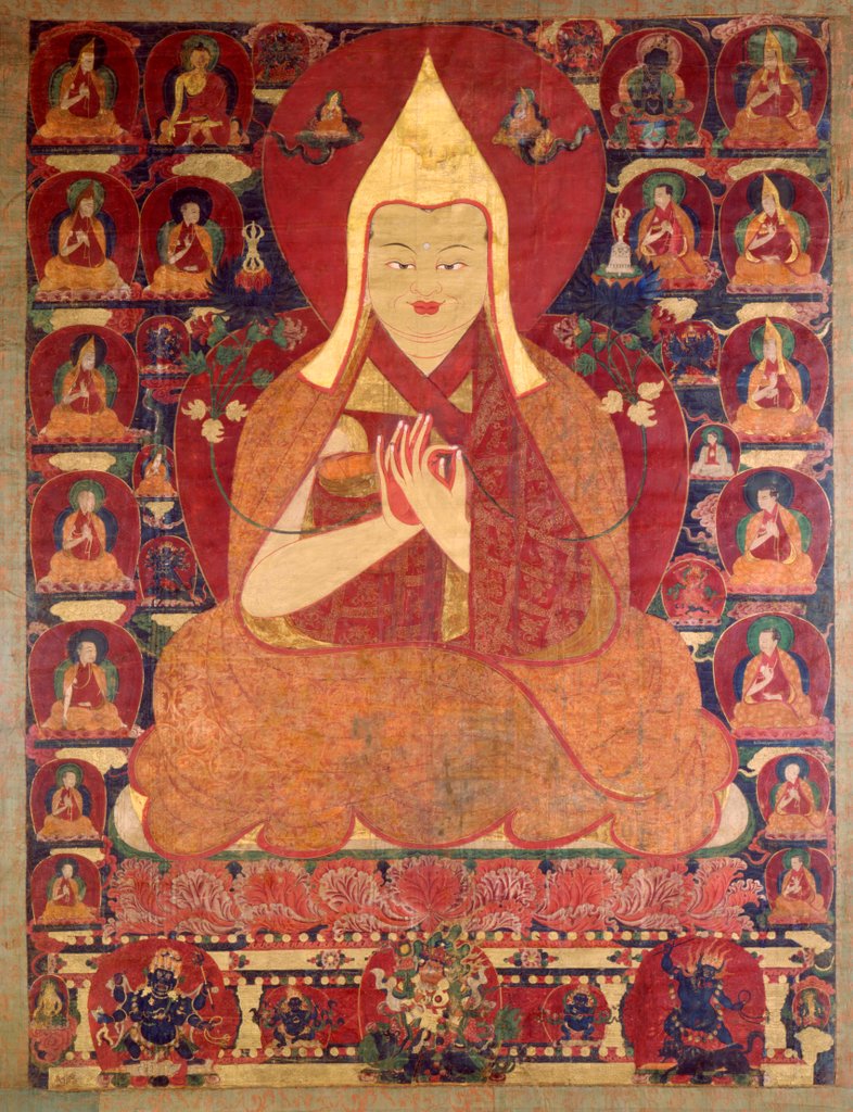 Detail of T'Angka depicting the Learned Monk Sherab Senge and lineage by Unknown