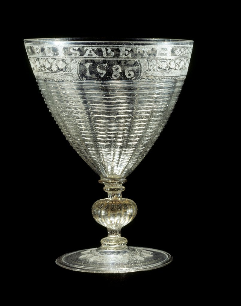Detail of Clear Glass Goblet by Jacob Verzelini the Elder & Anthony de Lysle