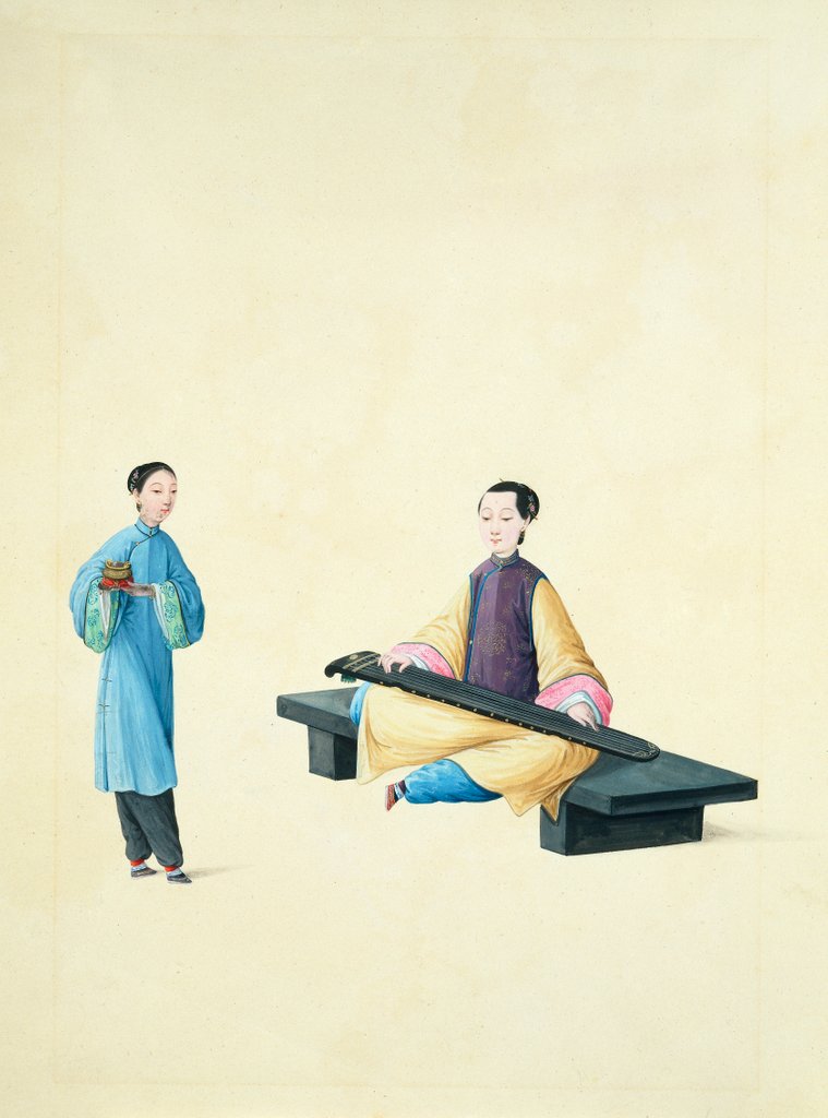 Detail of A Woman Playing a Lute or Qin by Unknown