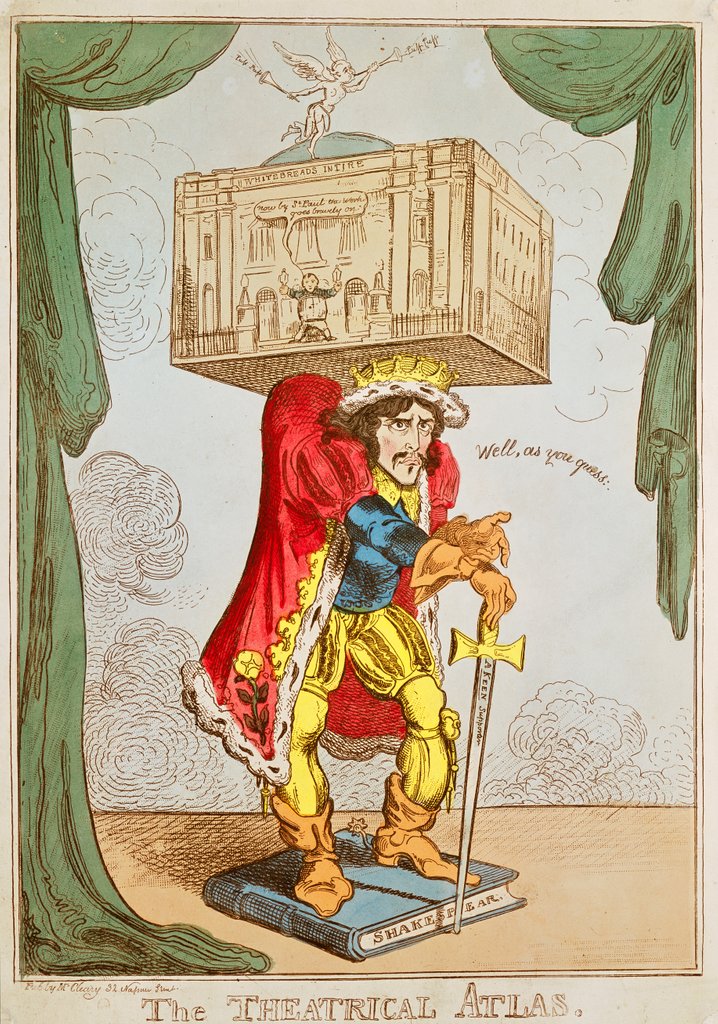 Detail of Caricature of Edmund Kean as The Theatrical Atlas by George Cruikshank