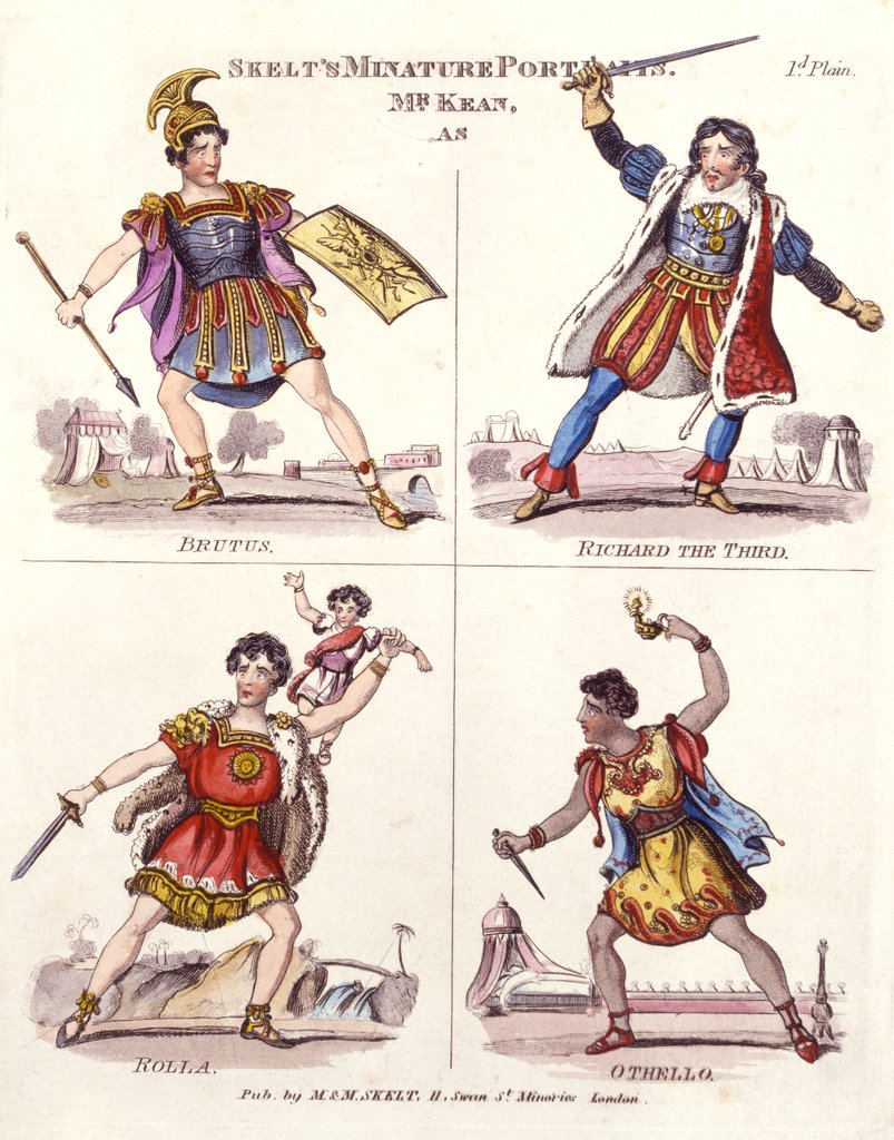 Detail of Skelt's Miniature portraits, Mr. Kean as Brutus, Richard III, Rolla, and Othello by Anonymous