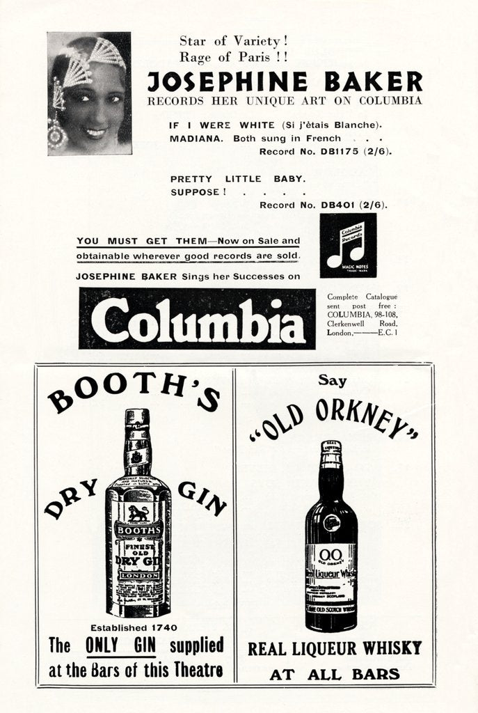 Detail of Programme featuring Josephine Baker in her first appearance in London in the Casino Theatre by Anonymous