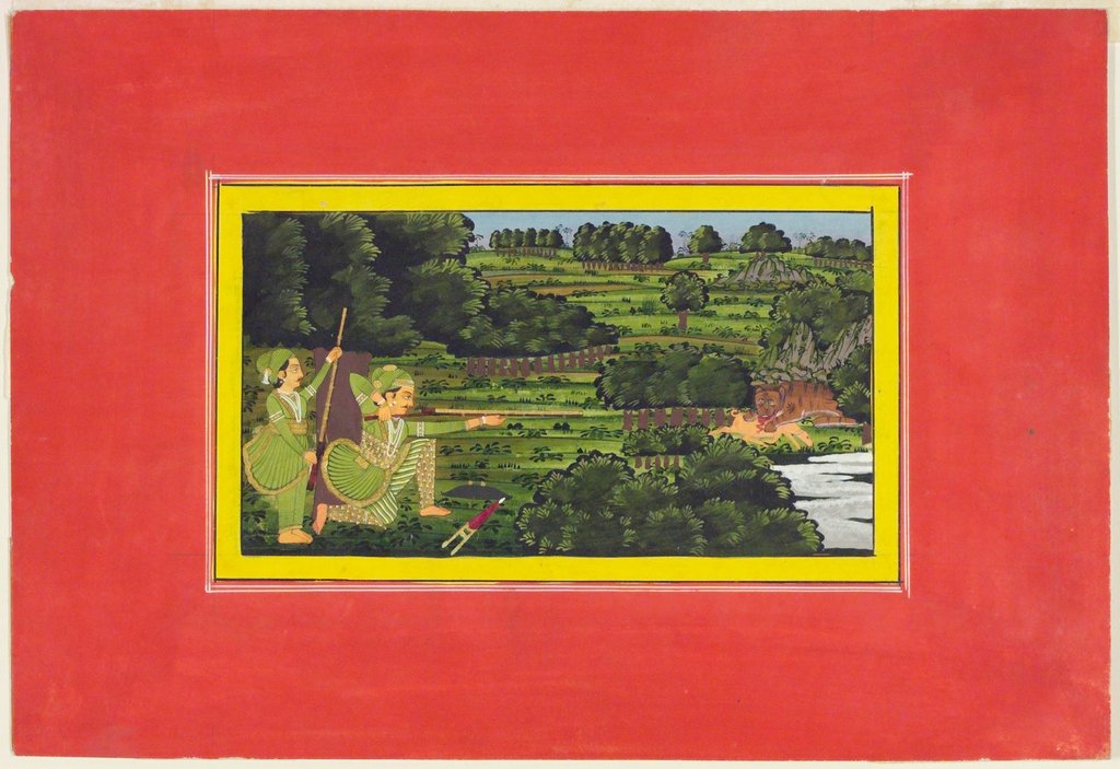 Detail of A tiger hunt. Jaipur, India, 19th century by Unknown