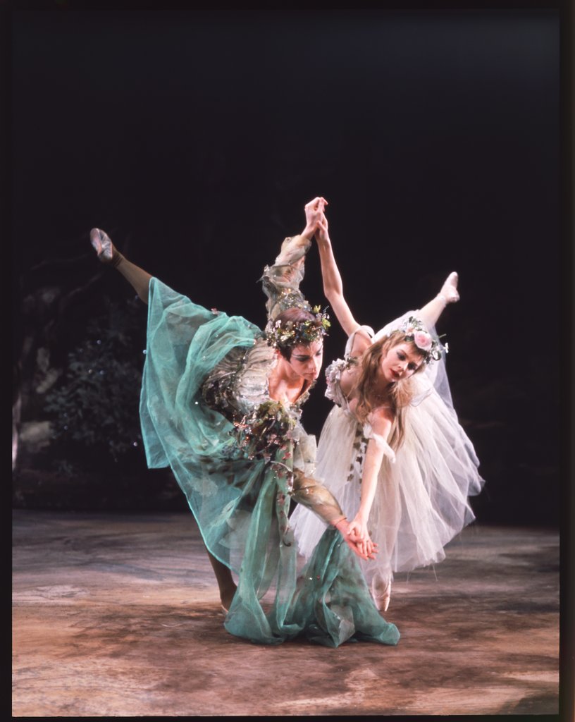 Detail of Sir Anthony Dowell and Dame Antoinette Sibley in Frederick Ashton's The Dream at The Royal Ballet by Houston Rogers