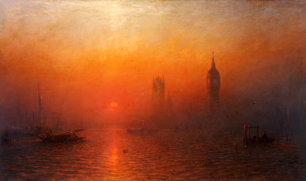 Detail of Houses of Parliament from the River by James Francis Danby