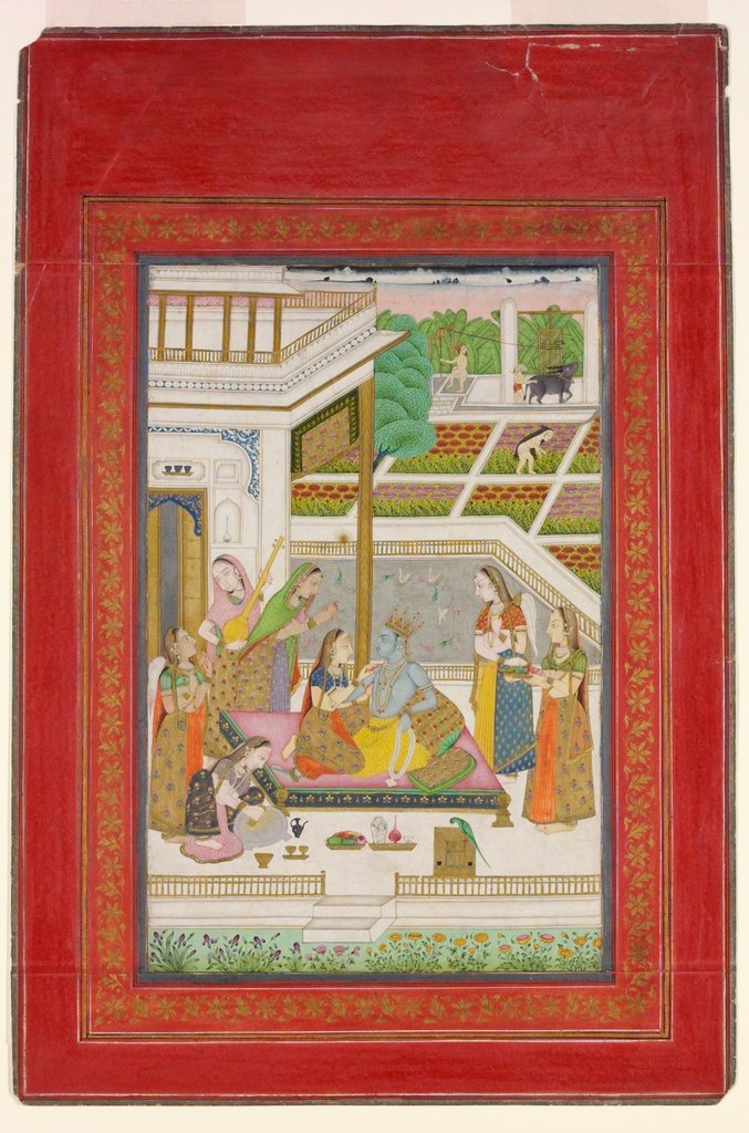 Detail of Radha embracing Krishna. Hyderabad, India, 18th century by Unknown