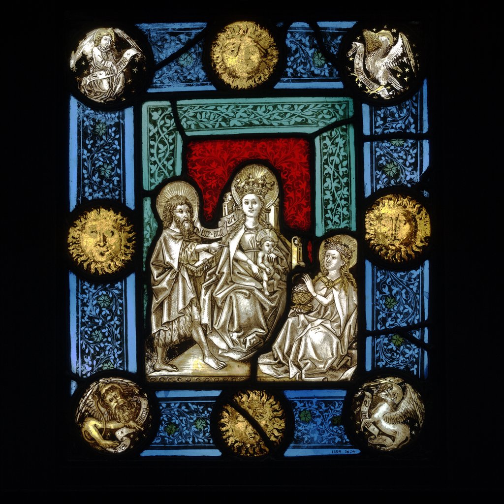 Detail of Panel of stained glass depicting The Virgin and Child by Unknown