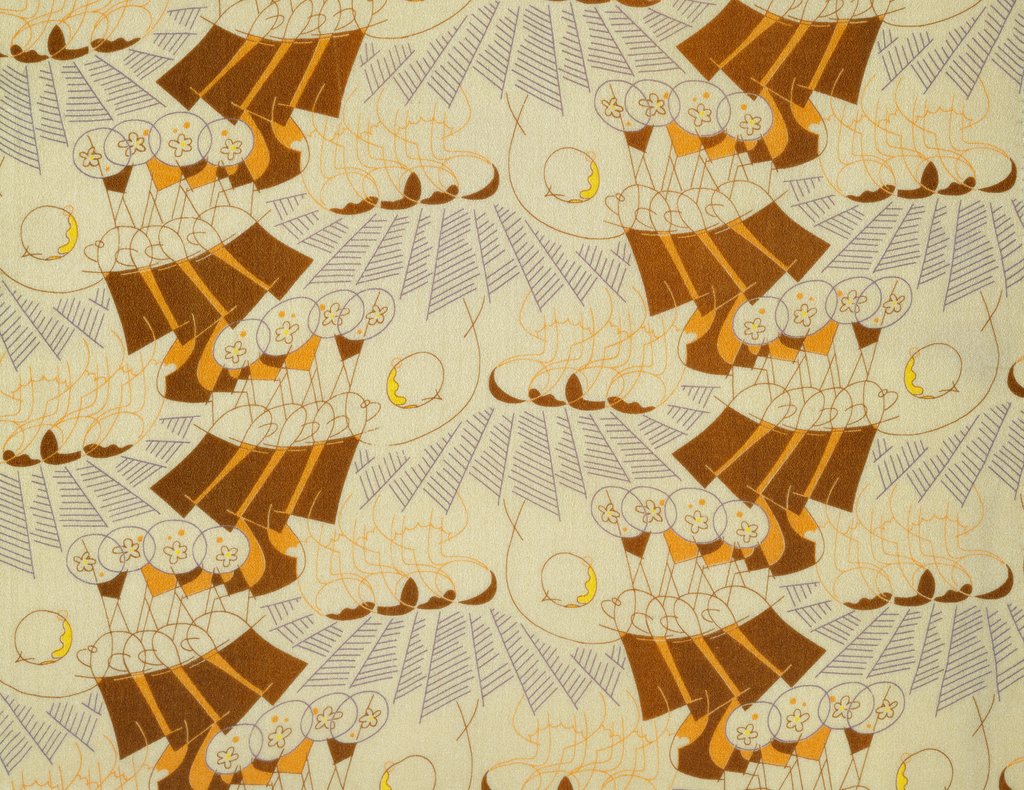Detail of Gentlemen Prefer Blondes Dress Fabric by Ralph Barton