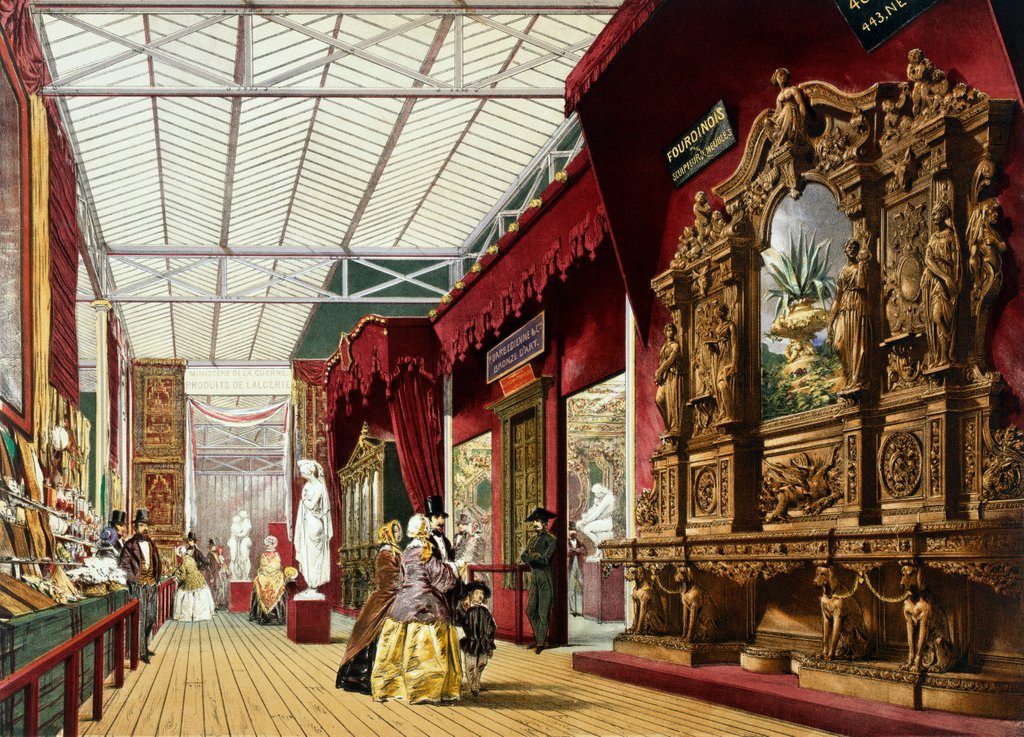 Detail of The Fourdinois Cabinet at the Great Exhibition by Dickinson Brothers