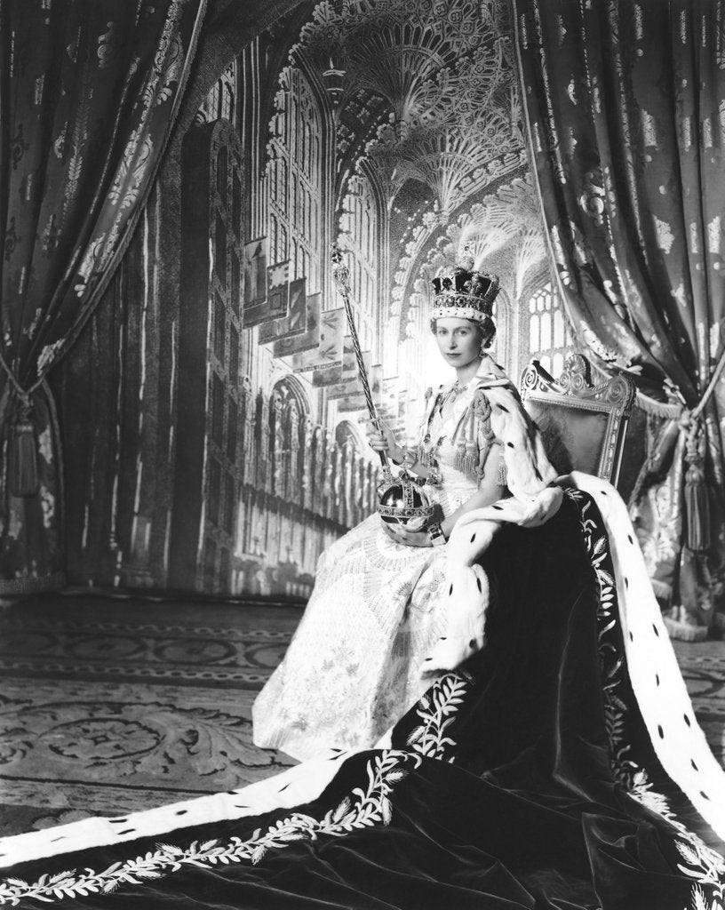 Detail of Queen Elizabeth II in Coronation robes by Cecil Beaton