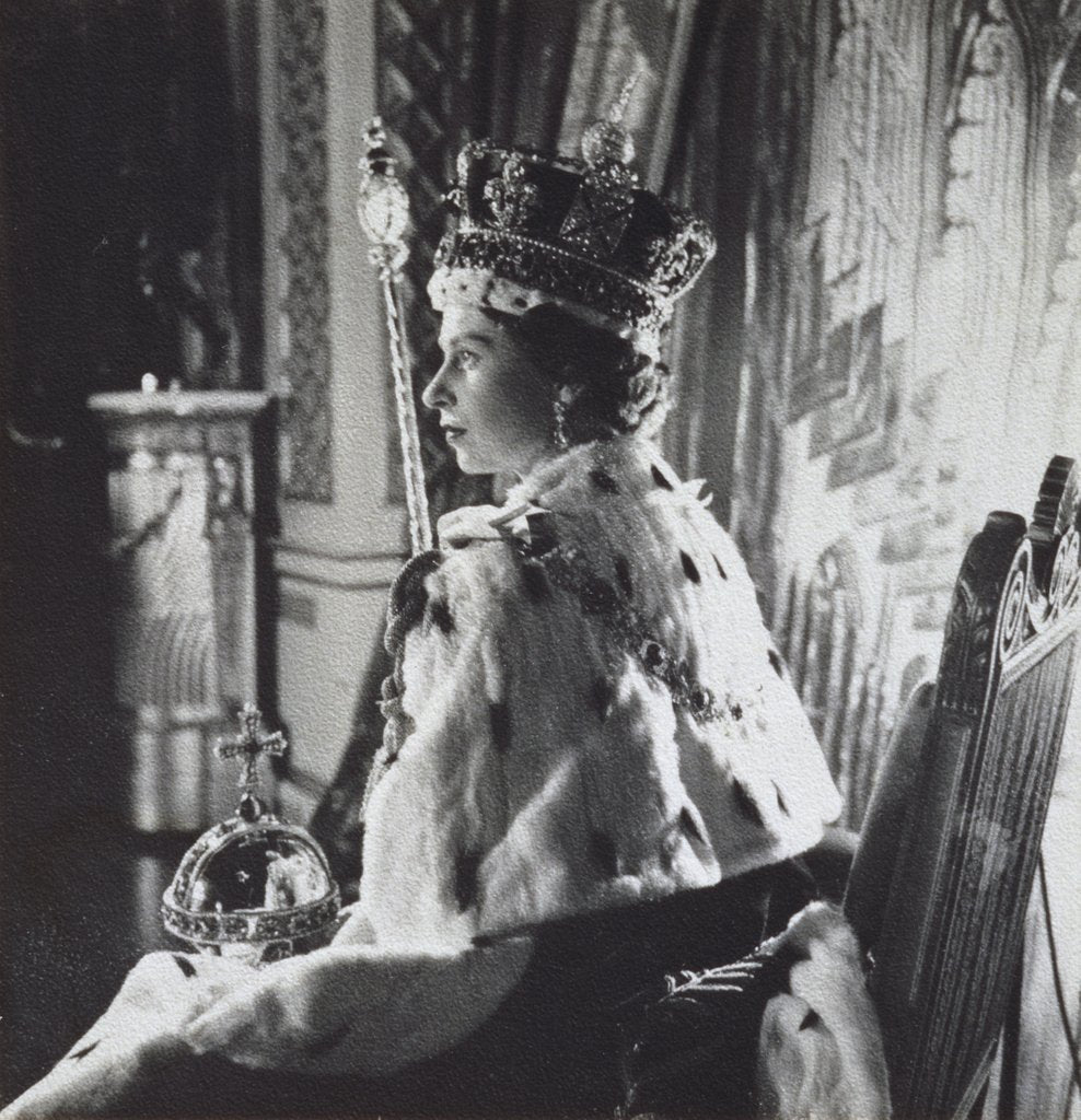 Detail of Queen Elizabeth II in her Coronation robes by Cecil Beaton