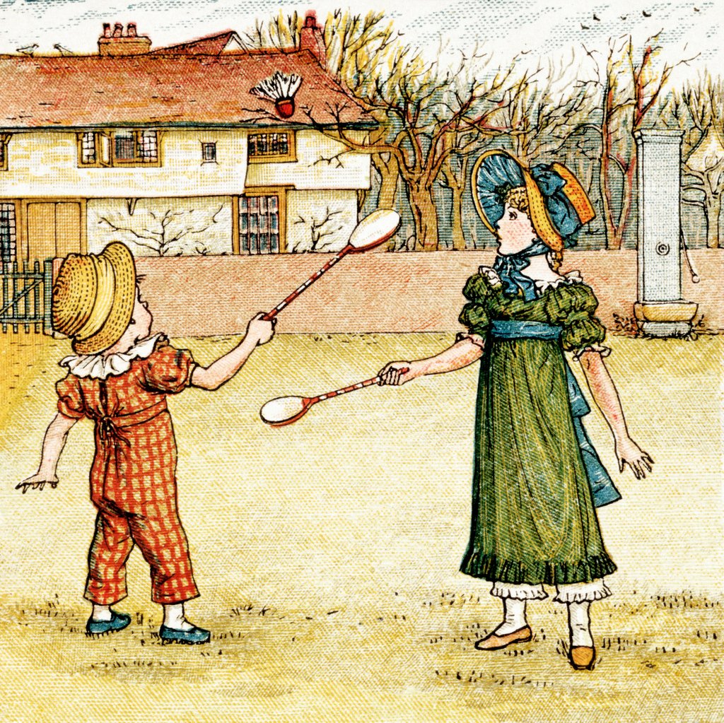 Detail of Playing badminton by Kate Greenaway