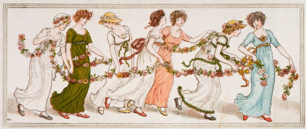 Detail of Girls dancing to celebrate Queen Victoria's Jubilee by Kate Greenaway