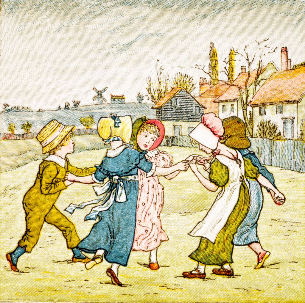 Detail of Children playing by Kate Greenaway