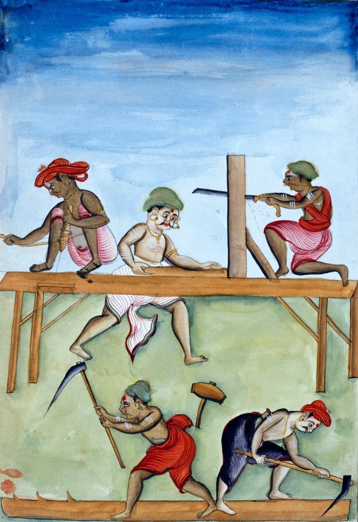 Detail of Five Carpenters at Work. Madras, India, late 18th century by Unknown