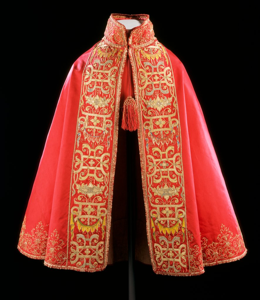 Detail of Cloak, satin couched & embroidered, Spain 1580-1600 by Unknown