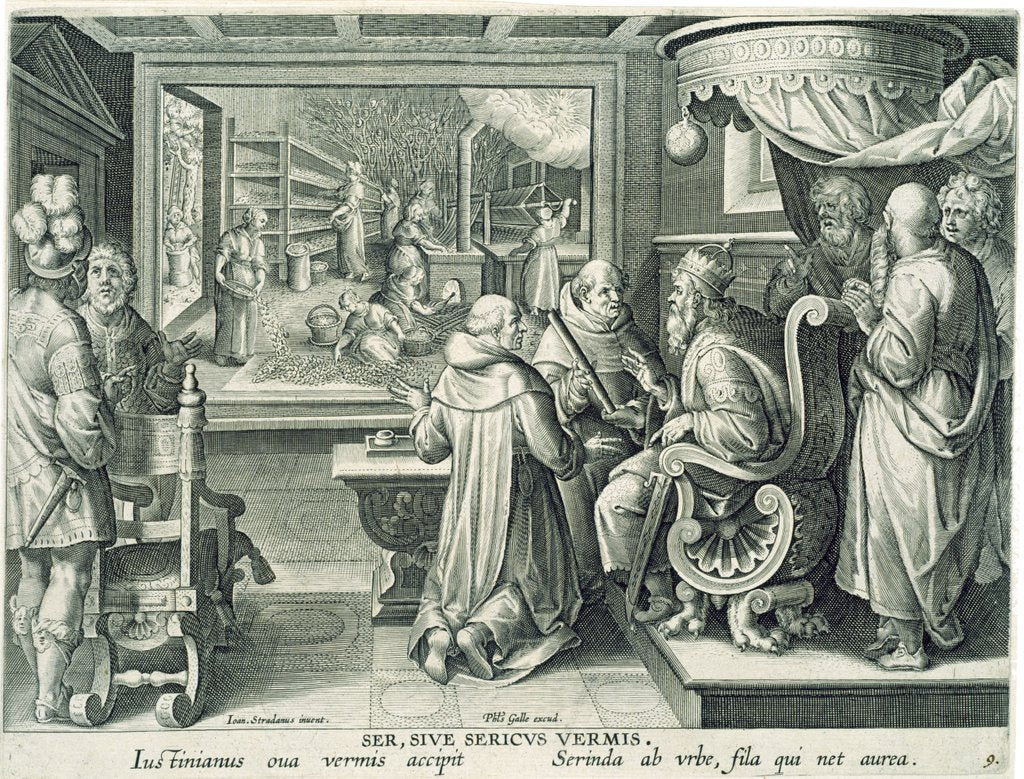 Detail of Ser, Sive Sericus Vermis by Phillipe Galle and Theodor Galle