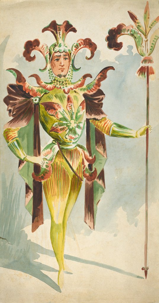 Detail of Costume design for a male Orchide by Attilio Comelli