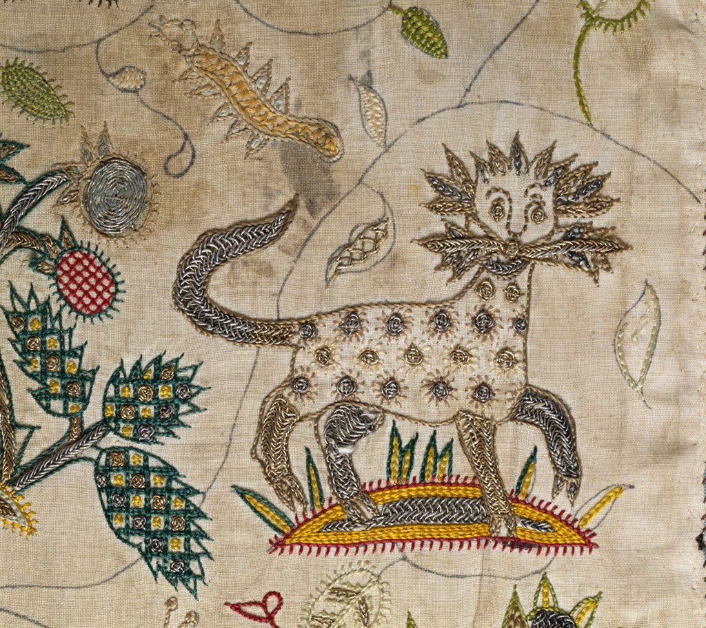 Detail of Cover, detail of a lion. England, early 17th century by unknown