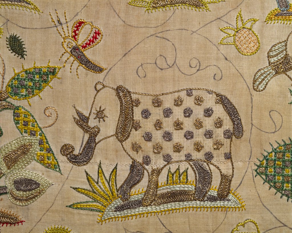 Detail of Cover, detail of an elephant. England, 17th century by unknown