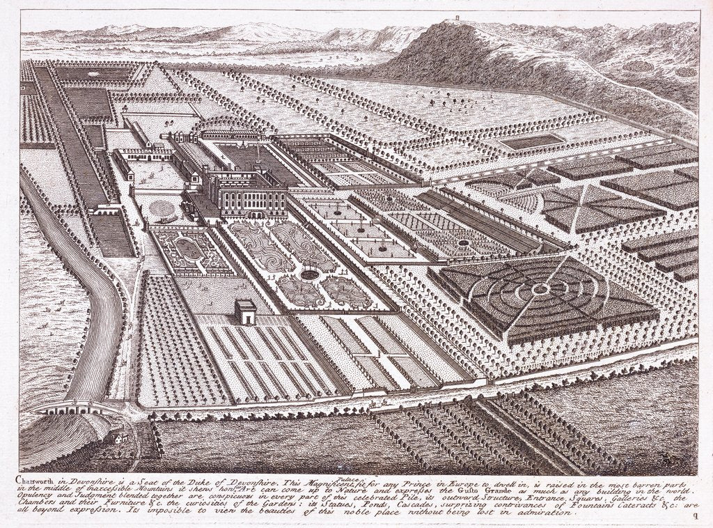 Detail of Chatsworth House and Gardens. England, 18th century by Unknown
