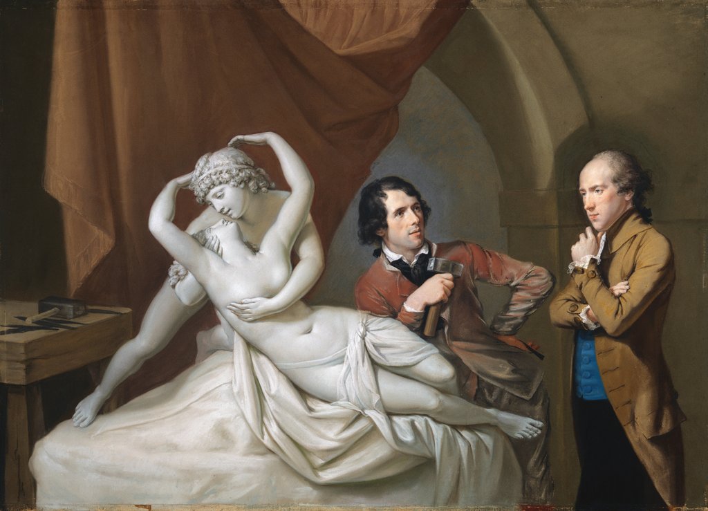 Detail of Antonio Canova in his studio by Hugh Douglas Hamilton