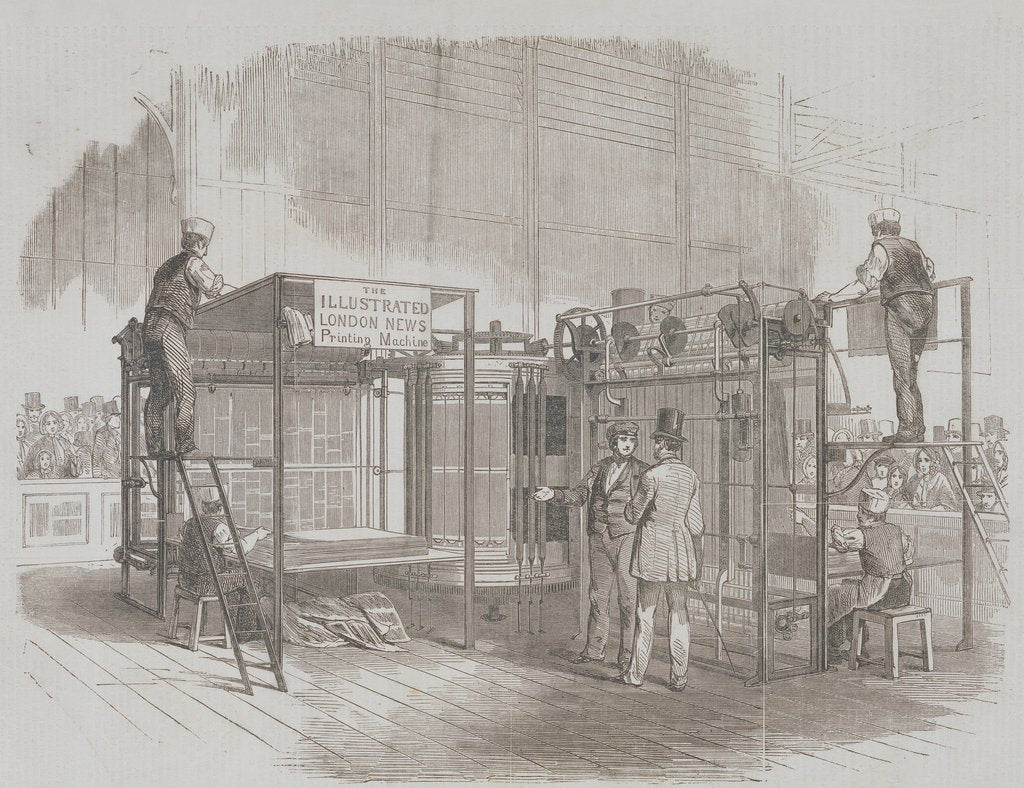 Detail of Patent Vertical Printing Machine in the Great Exhibition. England, 1851 by Anonymous