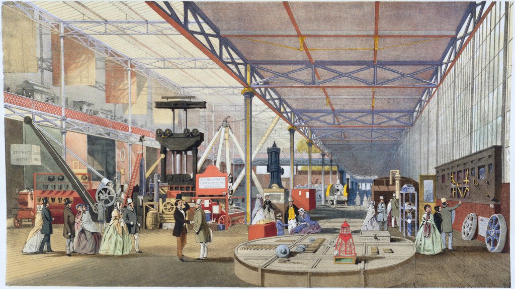 Detail of The Machinery Court at the Great Exhibition by Joseph Nash