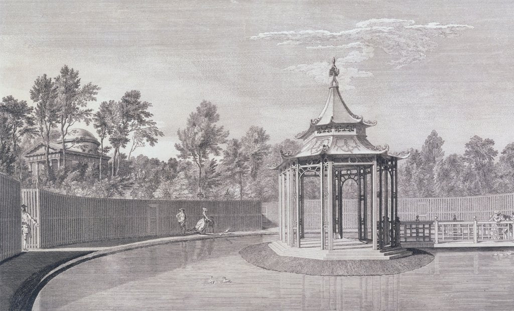 Detail of A View of the Menagerie and its Pavilion at Kew by T. Sandby