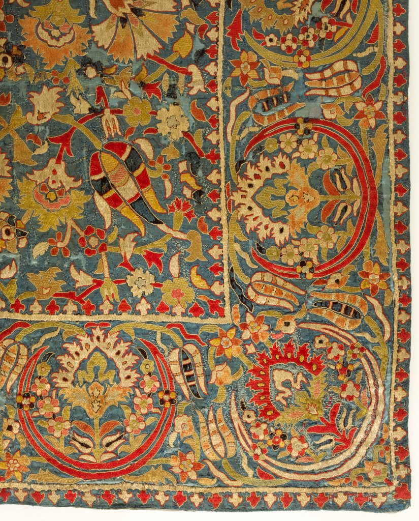 Detail of Embroidered silk cover by Unknown
