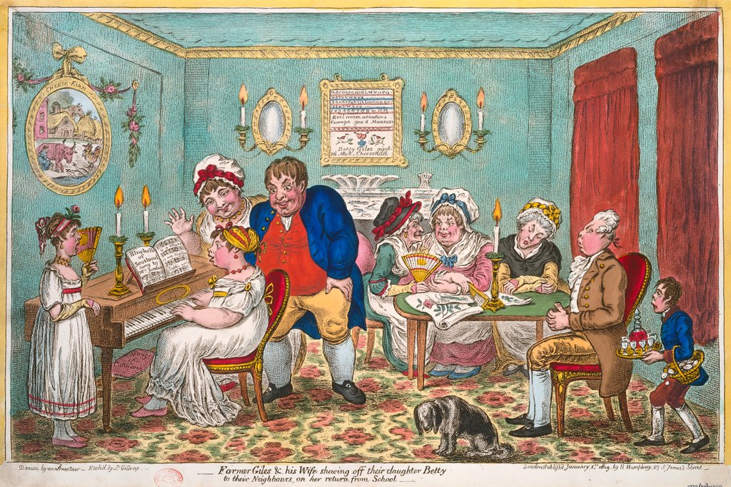 Detail of Farmer Giles and wife showing off their daughter Betty by James Gillray
