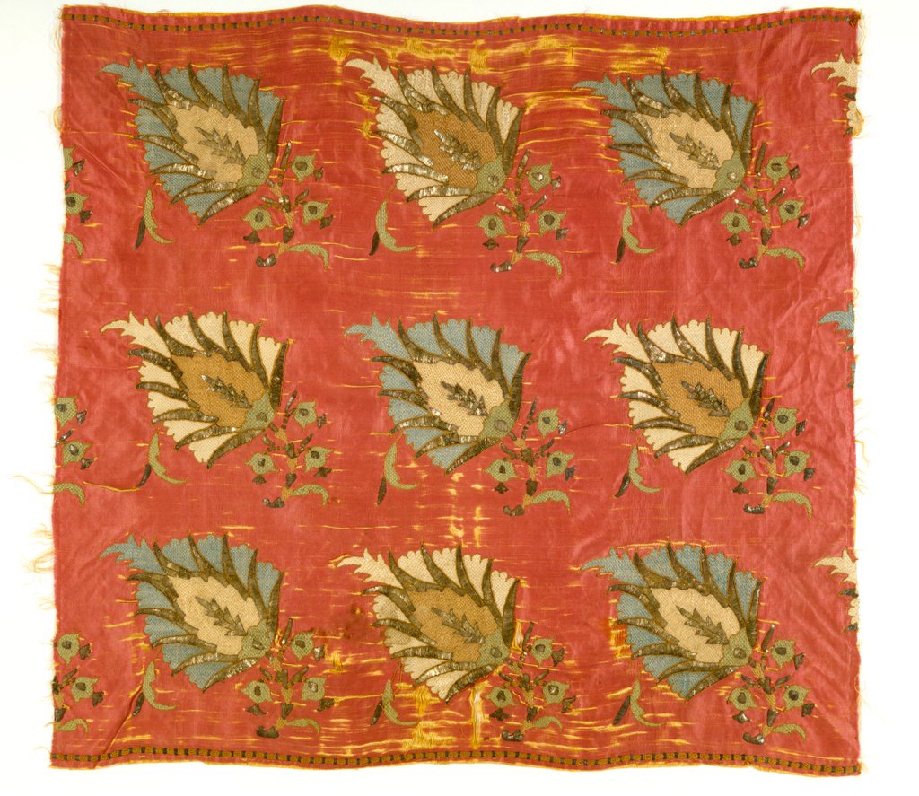 Detail of Part of a silk embroidered cover by Unknown