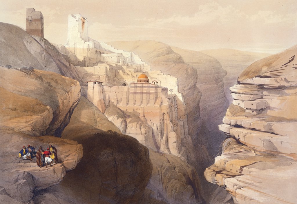 Detail of The Convent of St. Sabas in the Holy Land by Louis Haghe after David Roberts