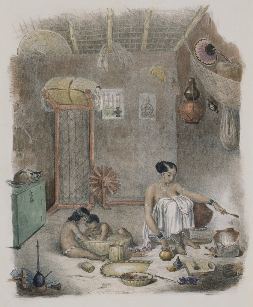 Detail of The interior of a hut in Bengal by Anonymous